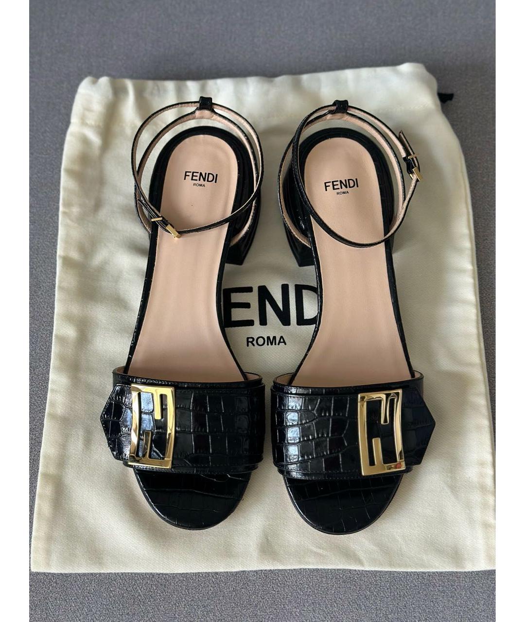 FENDI Черные кожаные сандалии, фото 7