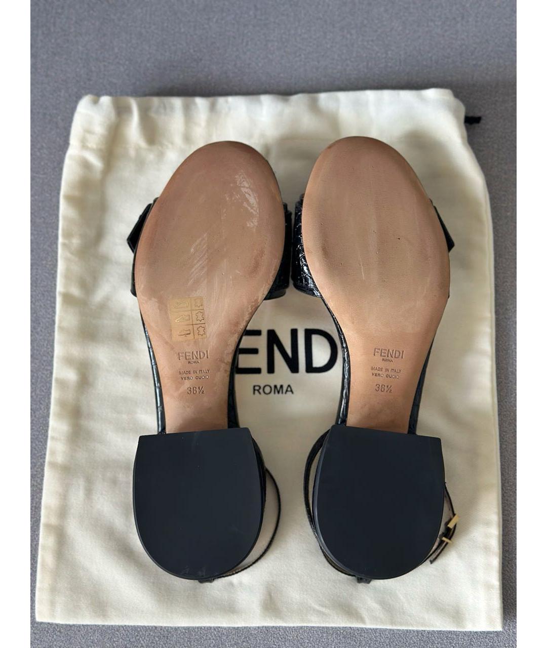 FENDI Черные кожаные сандалии, фото 8