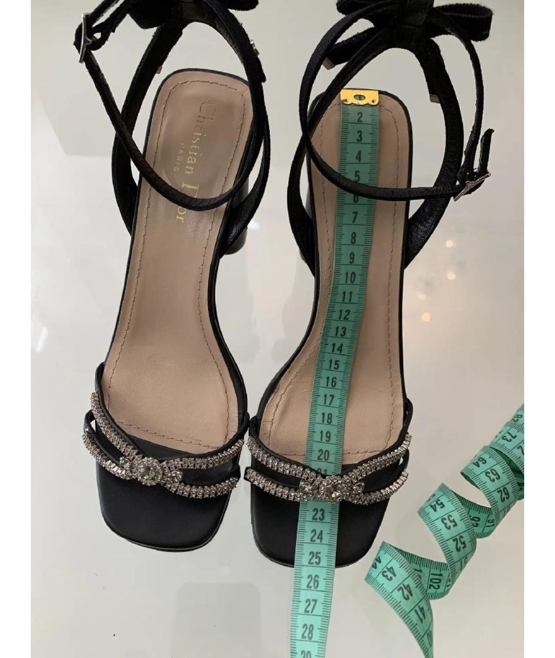 CHRISTIAN DIOR Черные кожаные босоножки, фото 7