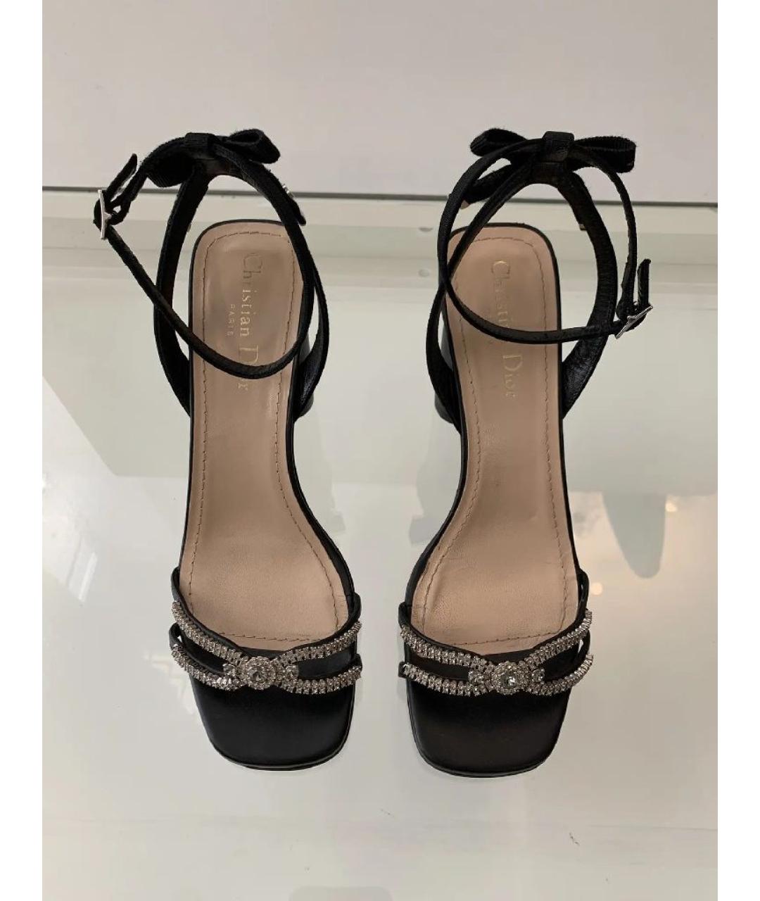 CHRISTIAN DIOR Черные кожаные босоножки, фото 5