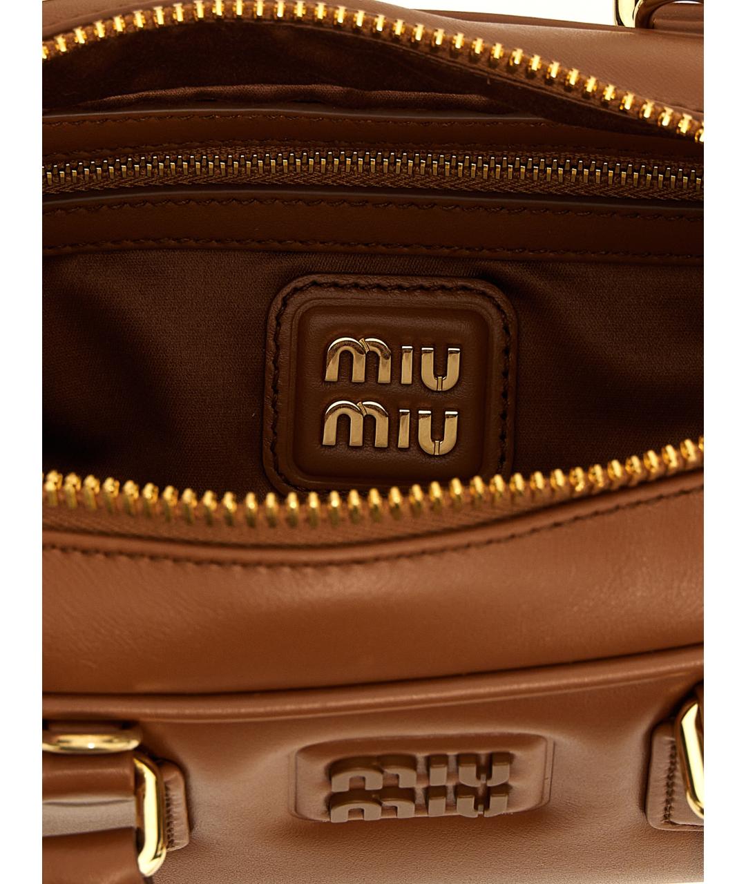 MIU MIU Коричневая кожаная сумка с короткими ручками, фото 4