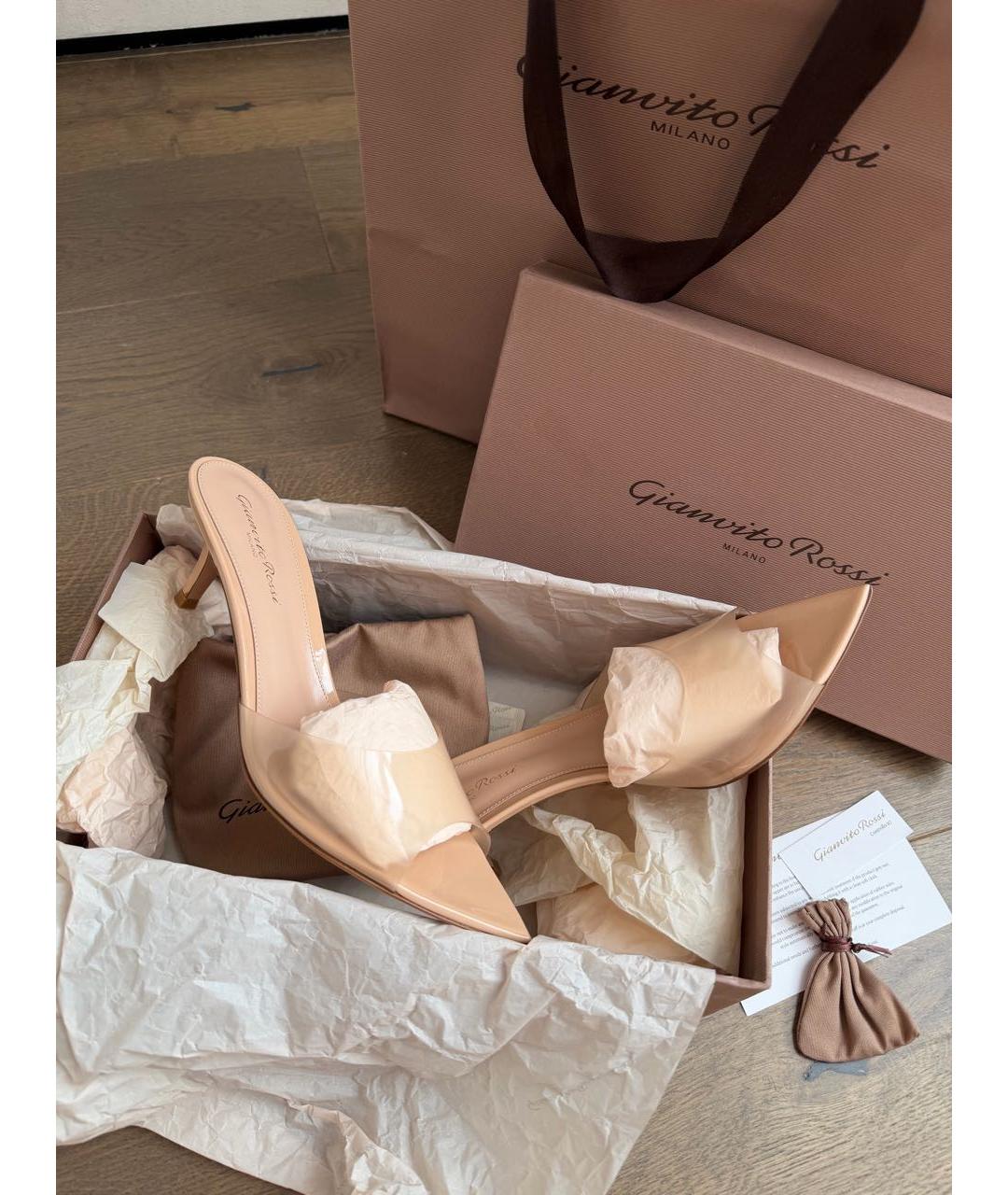 GIANVITO ROSSI Бежевые кожаные мюли, фото 4