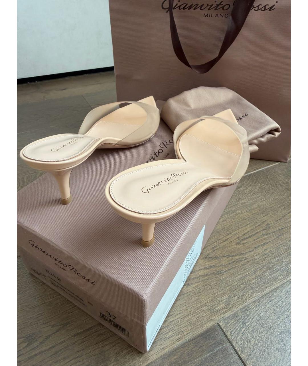 GIANVITO ROSSI Бежевые кожаные мюли, фото 2