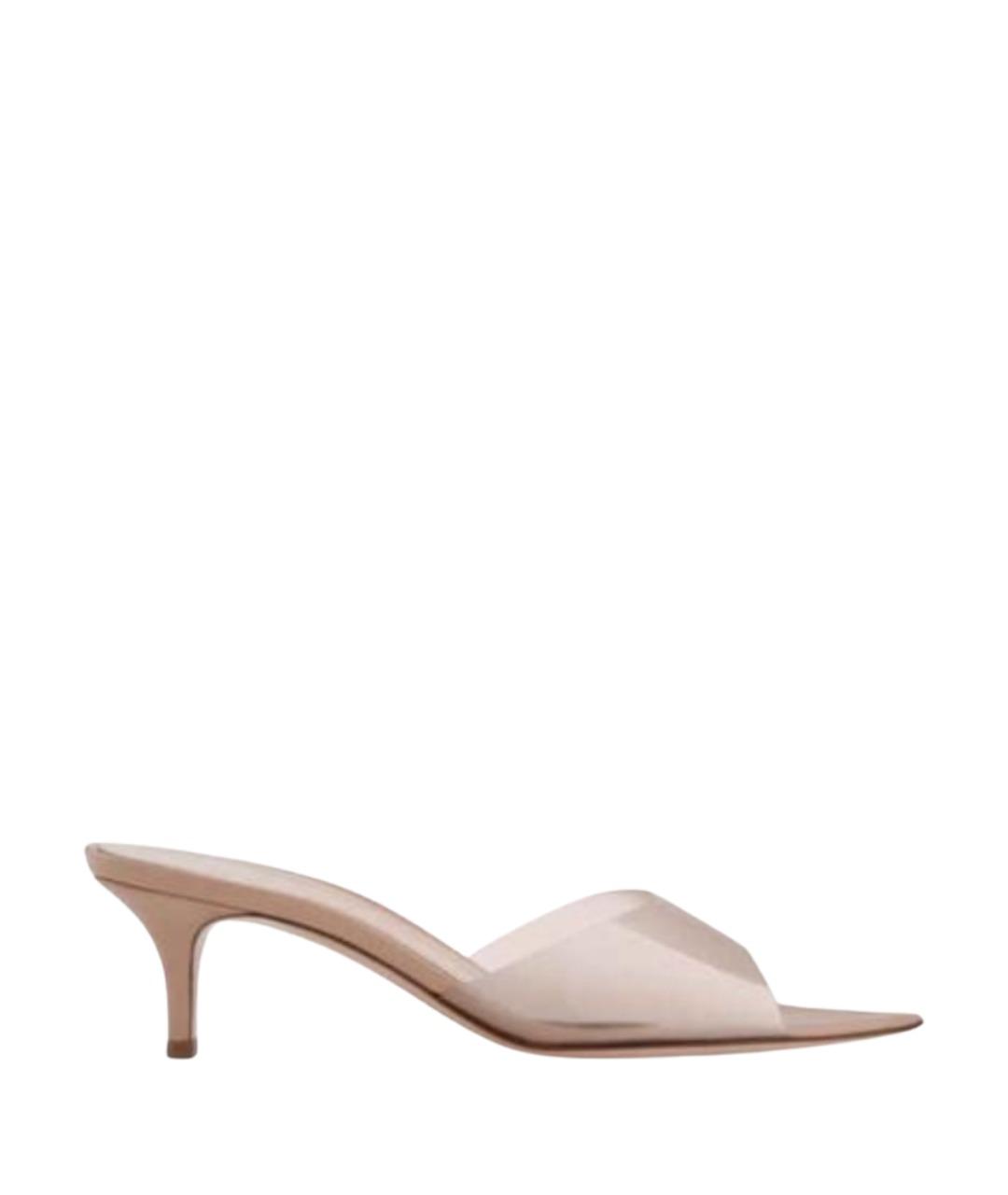 GIANVITO ROSSI Бежевые кожаные мюли, фото 6