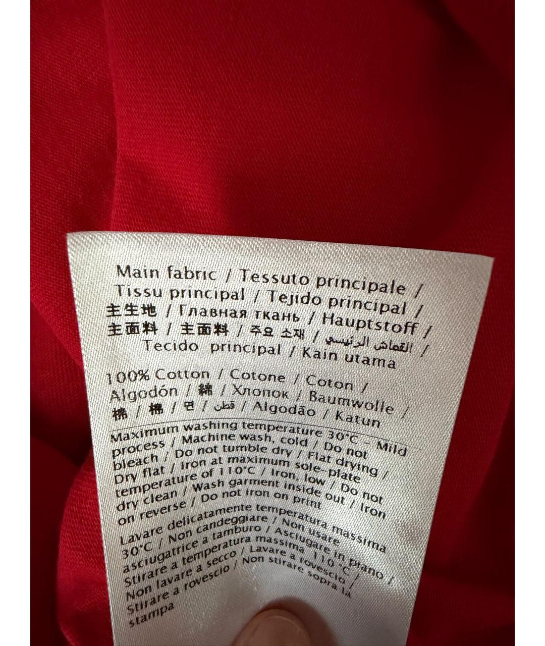 VALENTINO Красная хлопковая футболка, фото 4