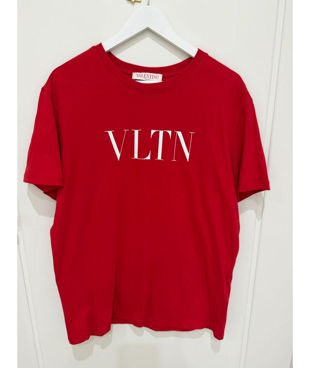 VALENTINO Красная хлопковая футболка, фото 5