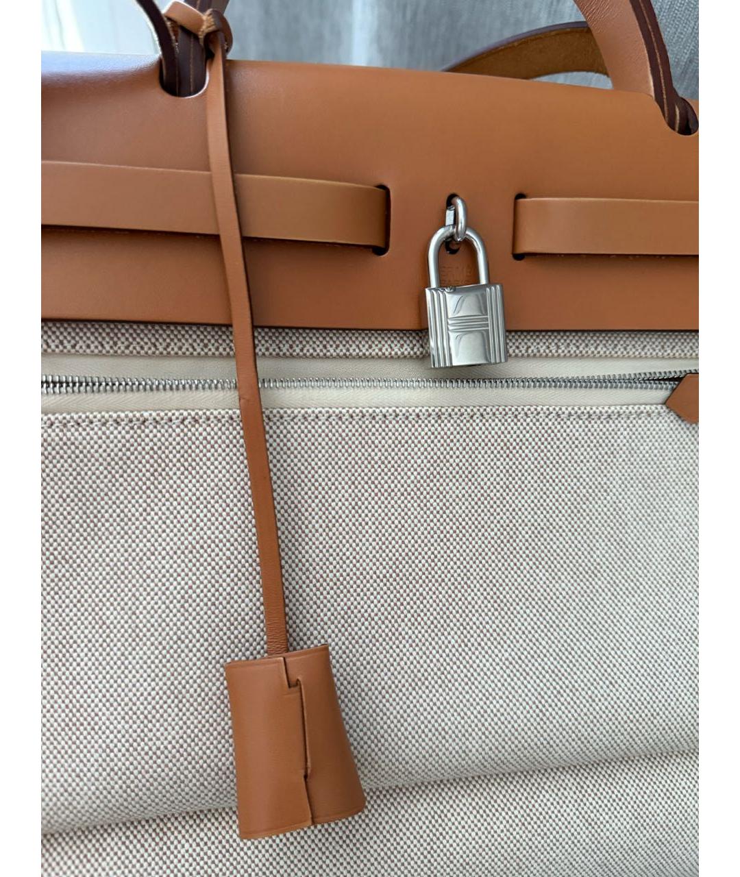 HERMES Бежевая тканевая сумка через плечо, фото 6