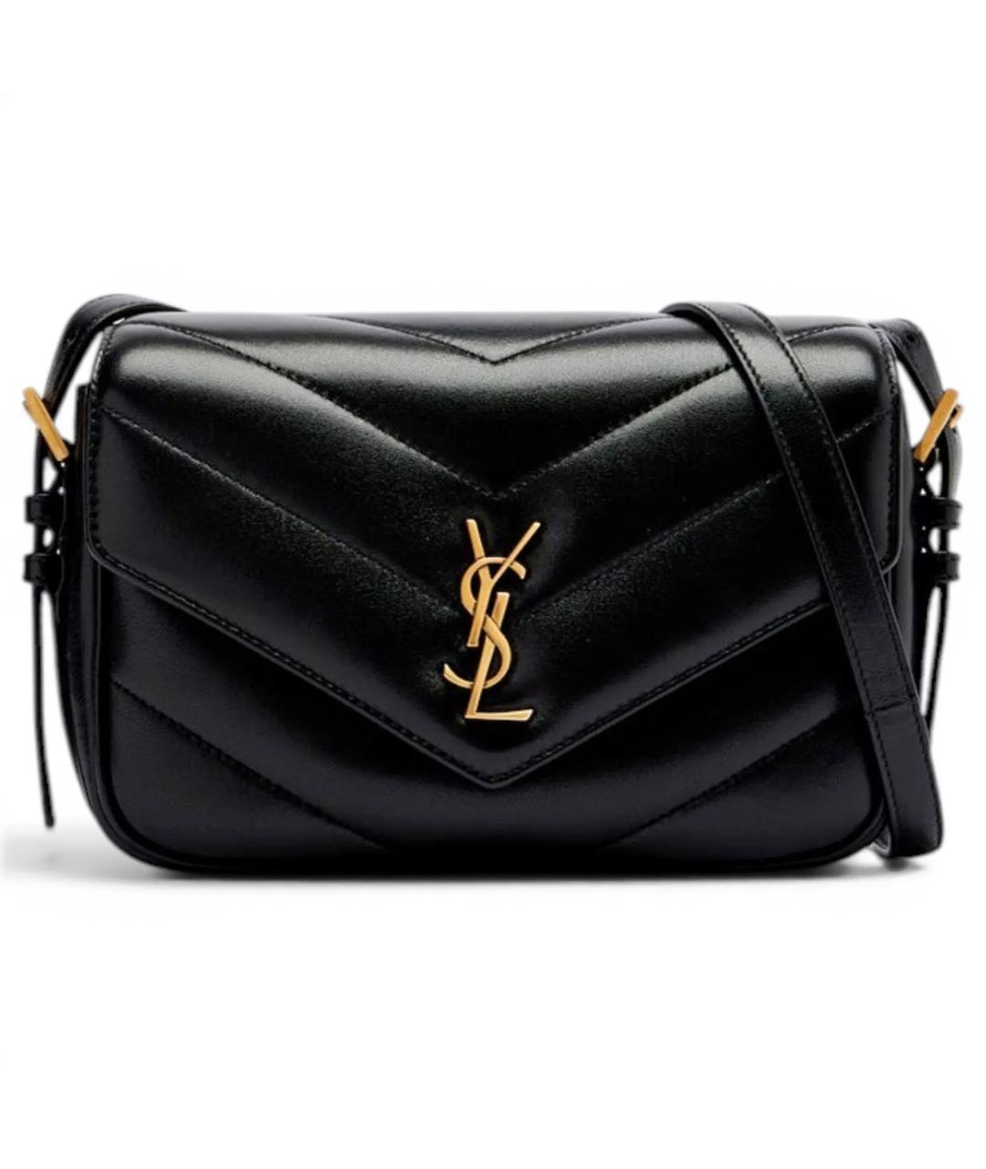 SAINT LAURENT Черная кожаная сумка через плечо, фото 1