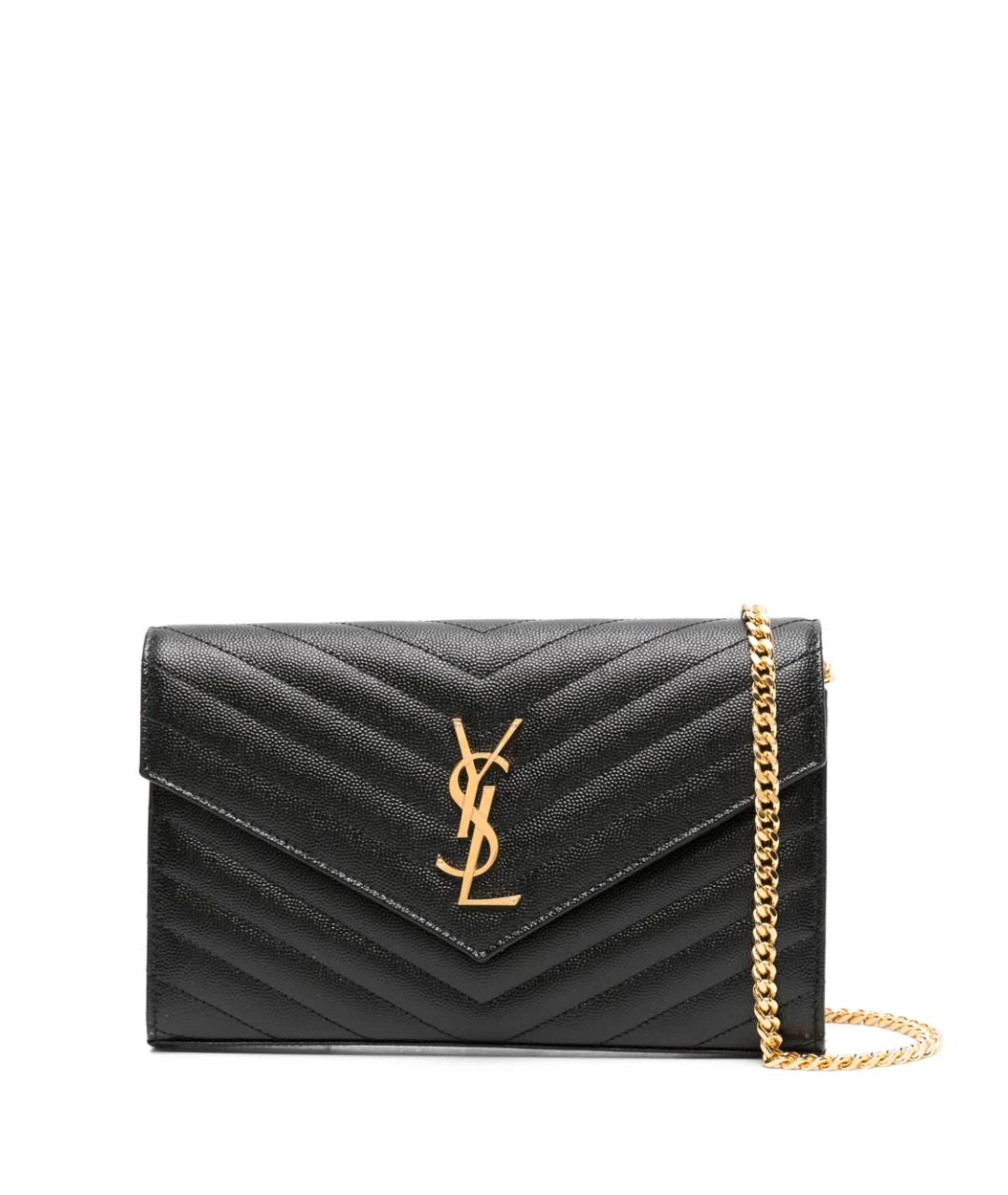 SAINT LAURENT Черная кожаная сумка через плечо, фото 1