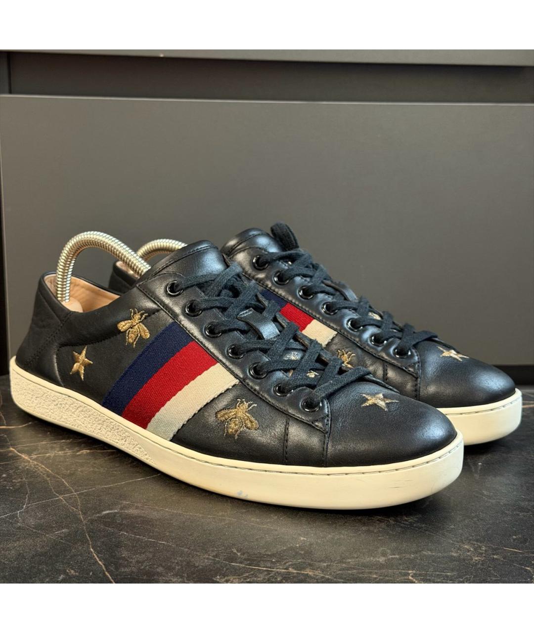 GUCCI Темно-синие кожаные низкие кроссовки / кеды, фото 7