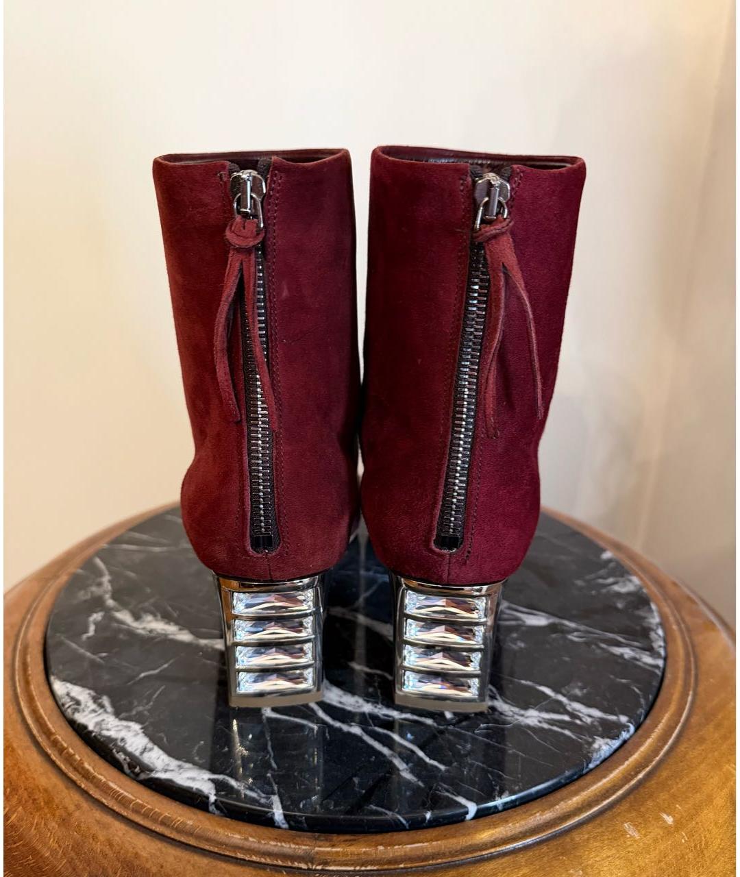 MIU MIU Бордовые замшевые ботильоны, фото 4