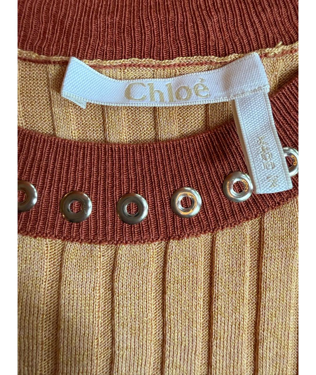 CHLOE Оранжевая шелковая футболка, фото 3