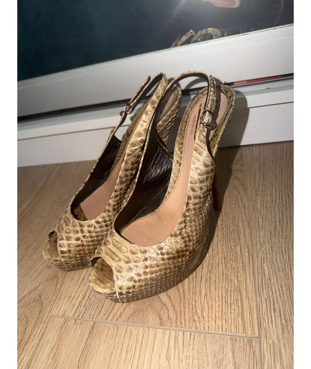 GUCCI Бежевые туфли из экзотической кожи, фото 2