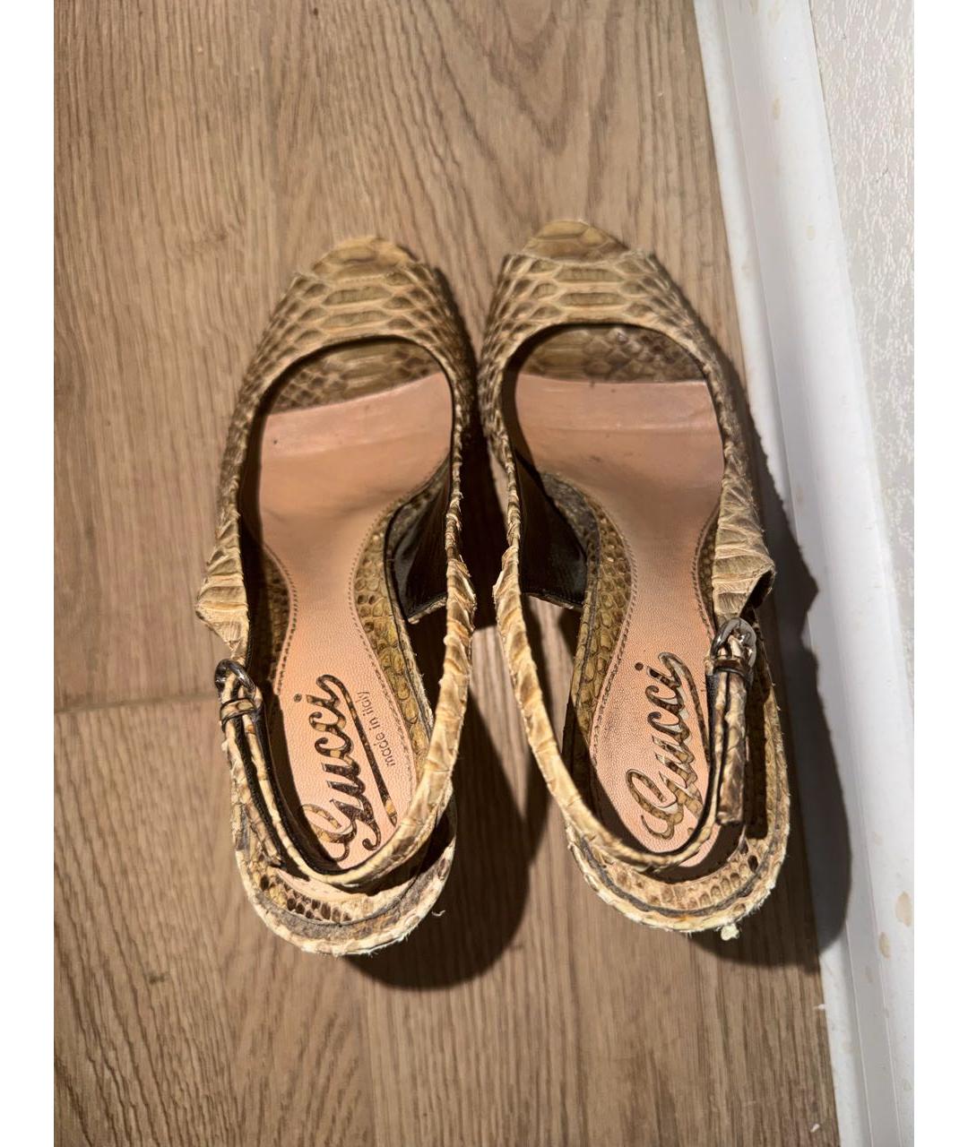 GUCCI Бежевые туфли из экзотической кожи, фото 3