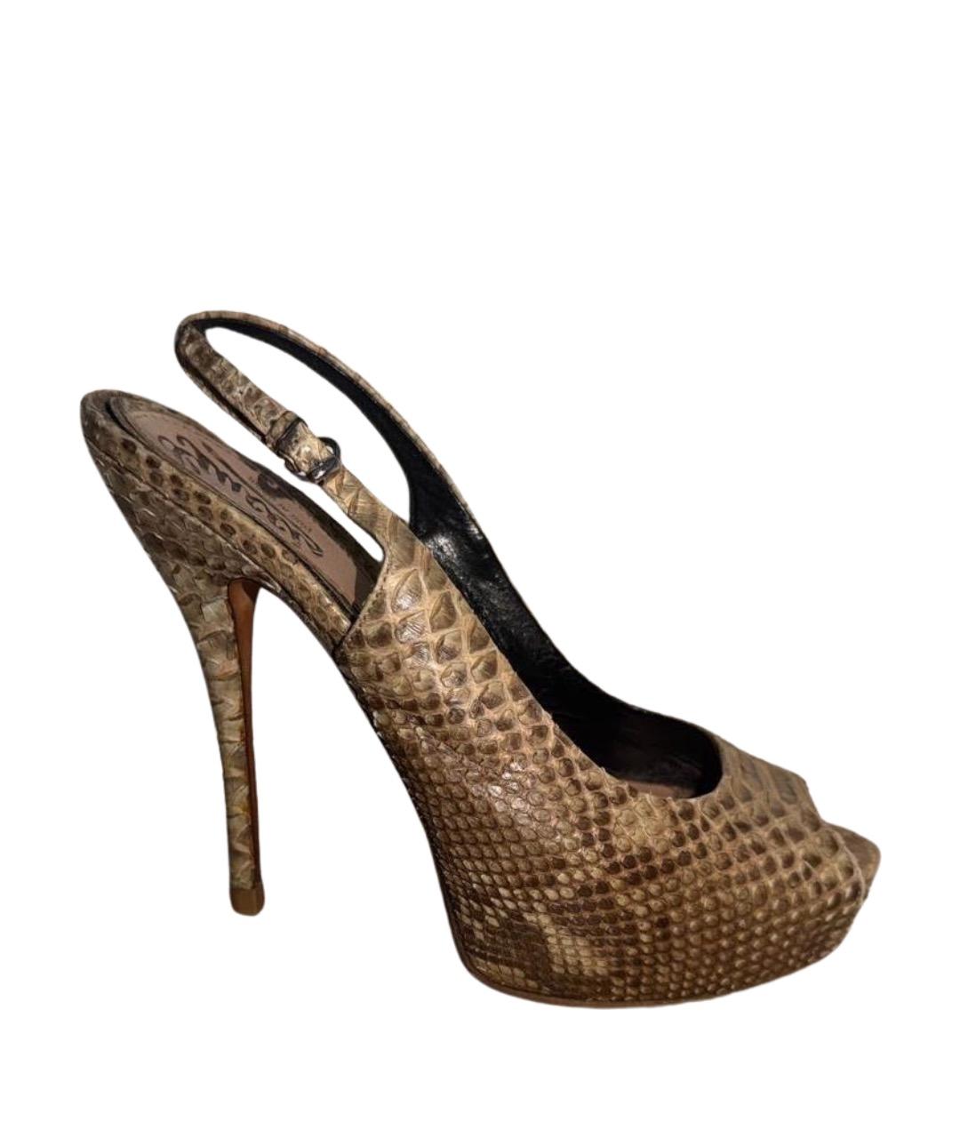 GUCCI Бежевые туфли из экзотической кожи, фото 1