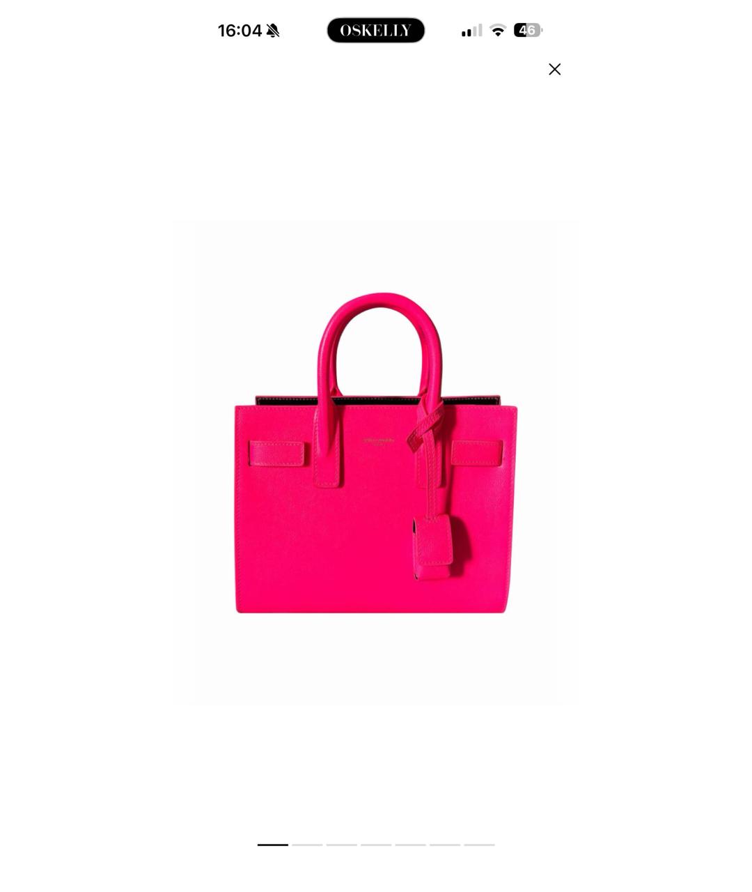 SAINT LAURENT Розовая кожаная сумка с короткими ручками, фото 8