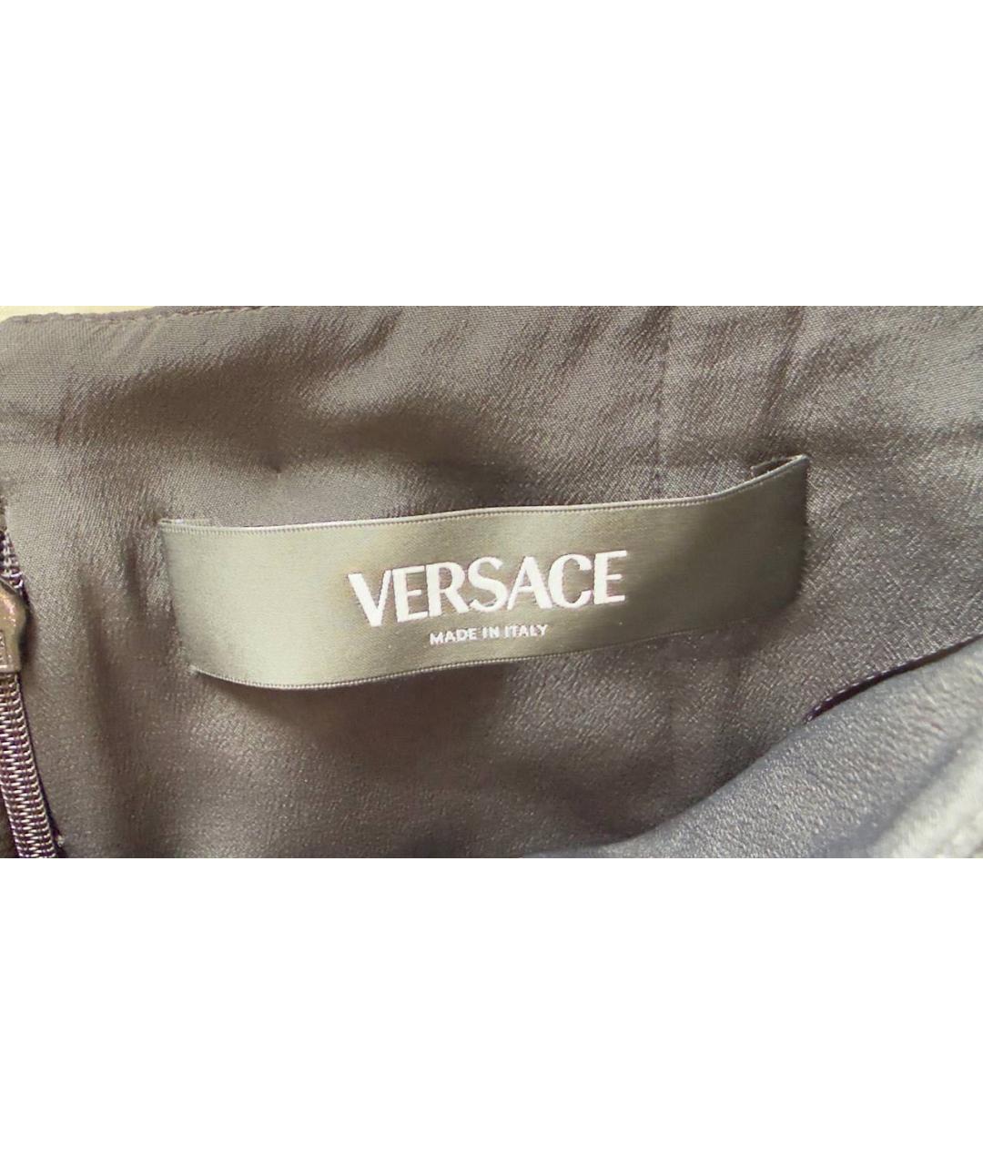 VERSACE Черная шерстяная юбка мини, фото 5