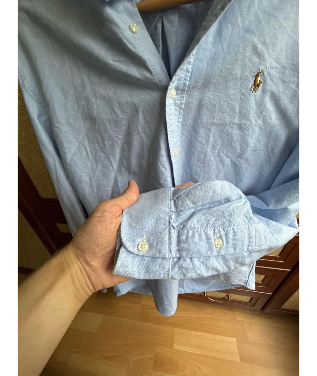 POLO RALPH LAUREN Голубая хлопковая классическая рубашка, фото 4