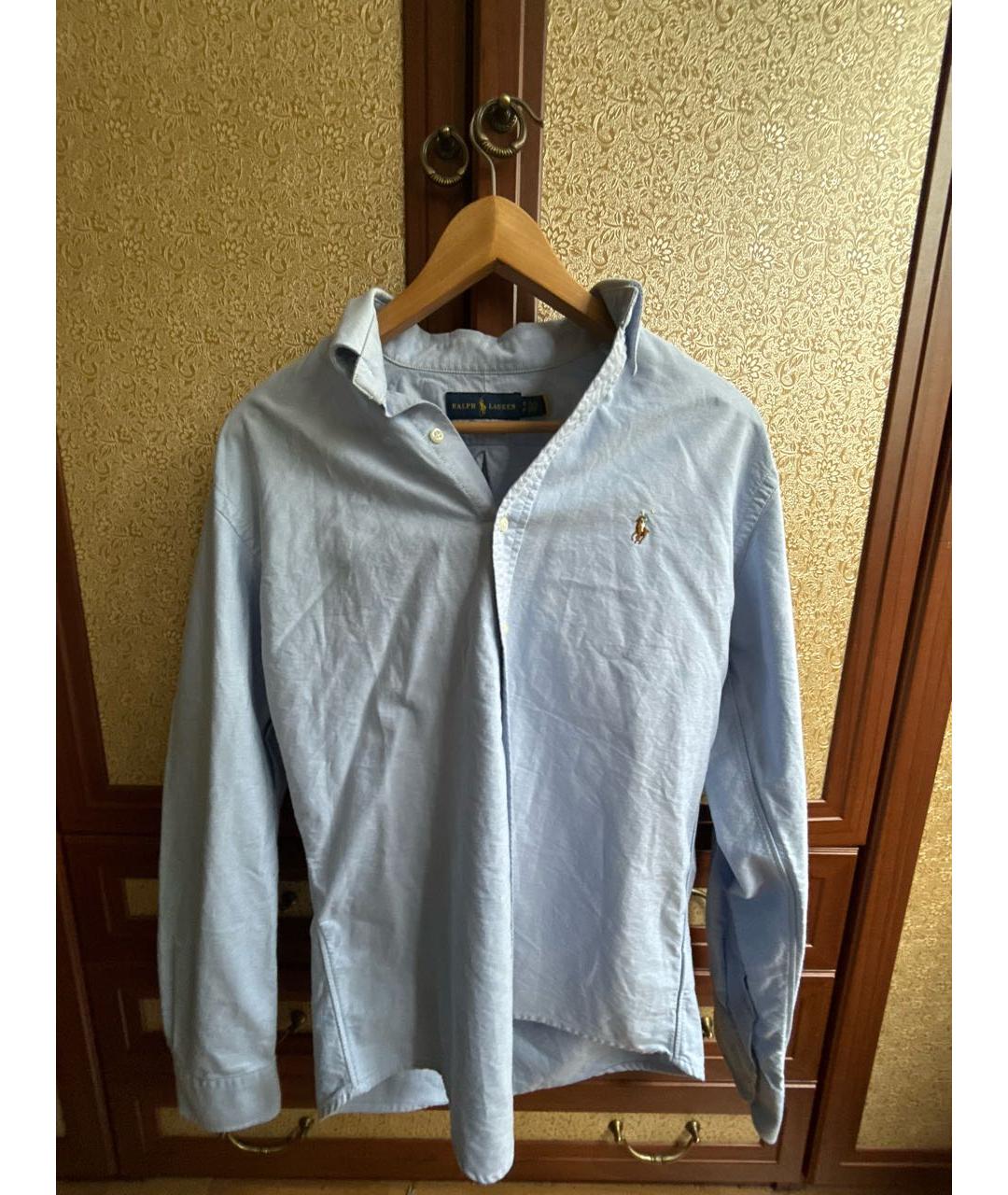 POLO RALPH LAUREN Голубая хлопковая классическая рубашка, фото 5