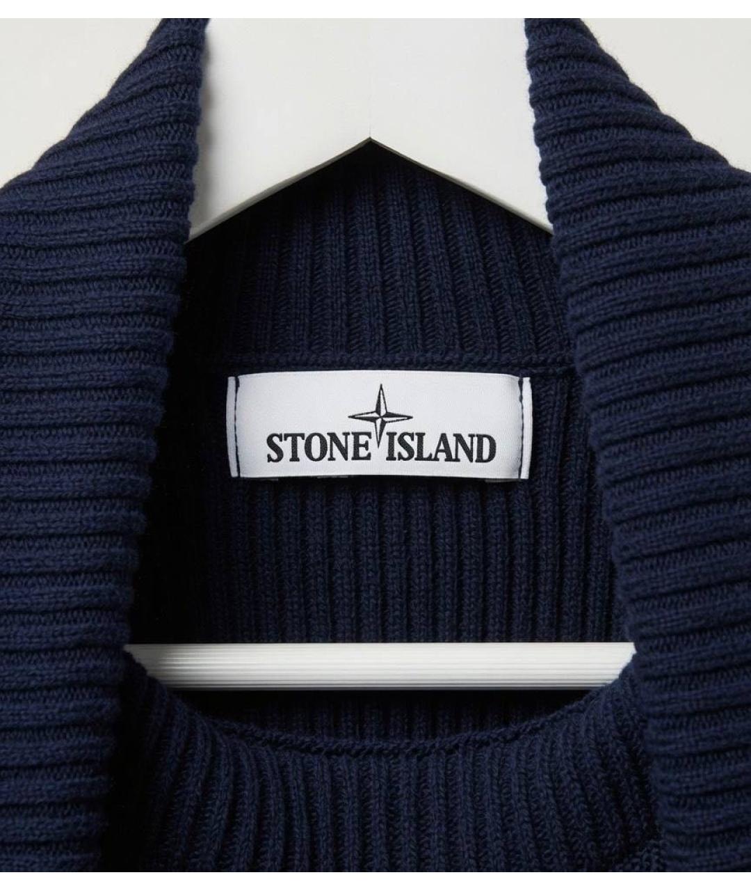 STONE ISLAND Темно-синий шерстяной джемпер / свитер, фото 2