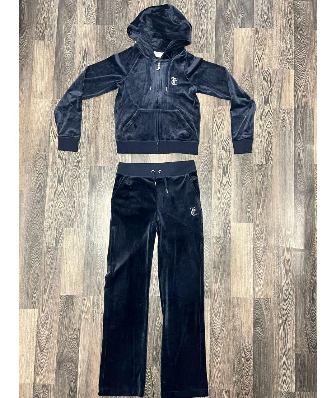 JUICY COUTURE Темно-синий велюровый костюм с брюками, фото 1