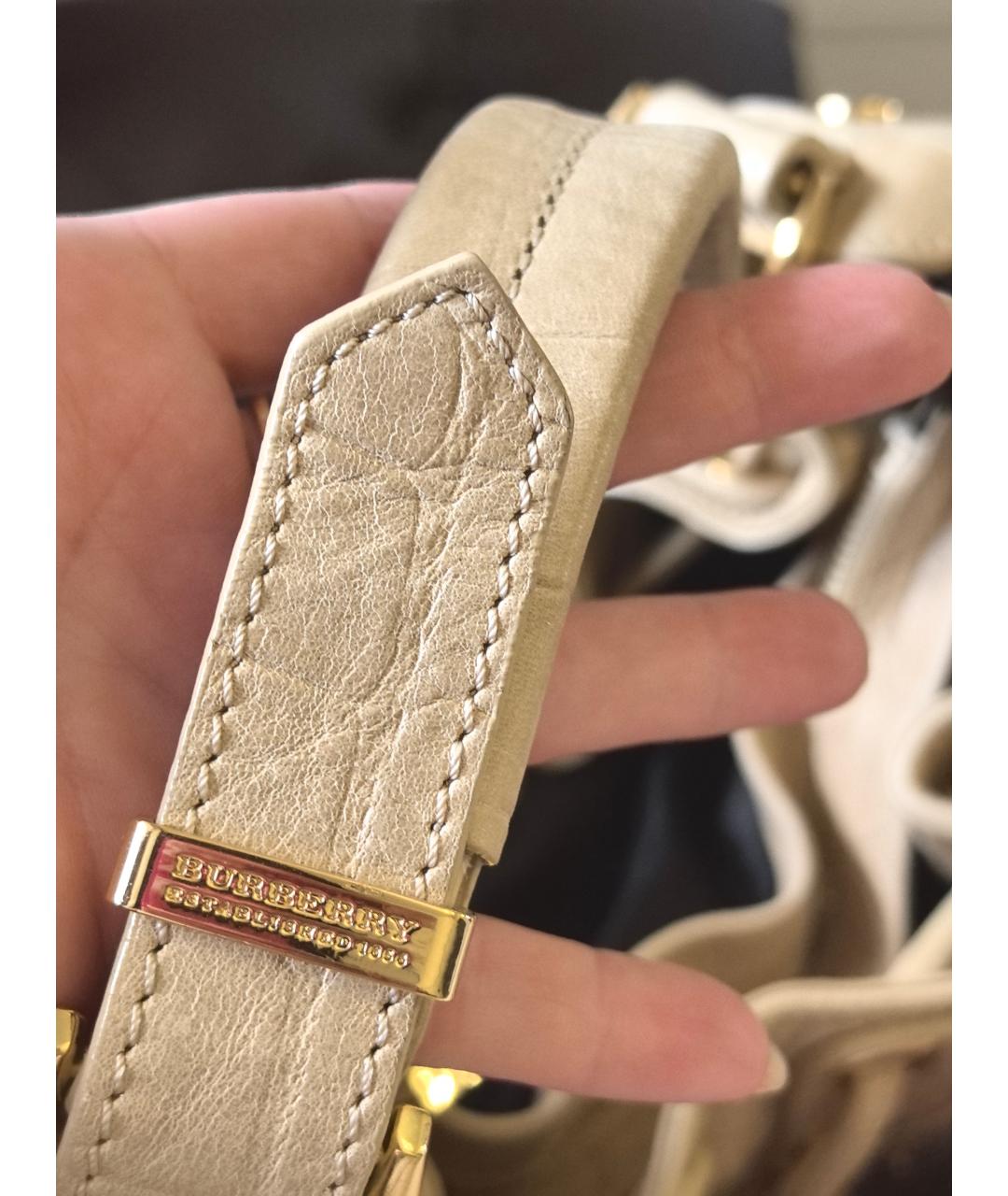 BURBERRY Бежевая кожаная сумка тоут, фото 8
