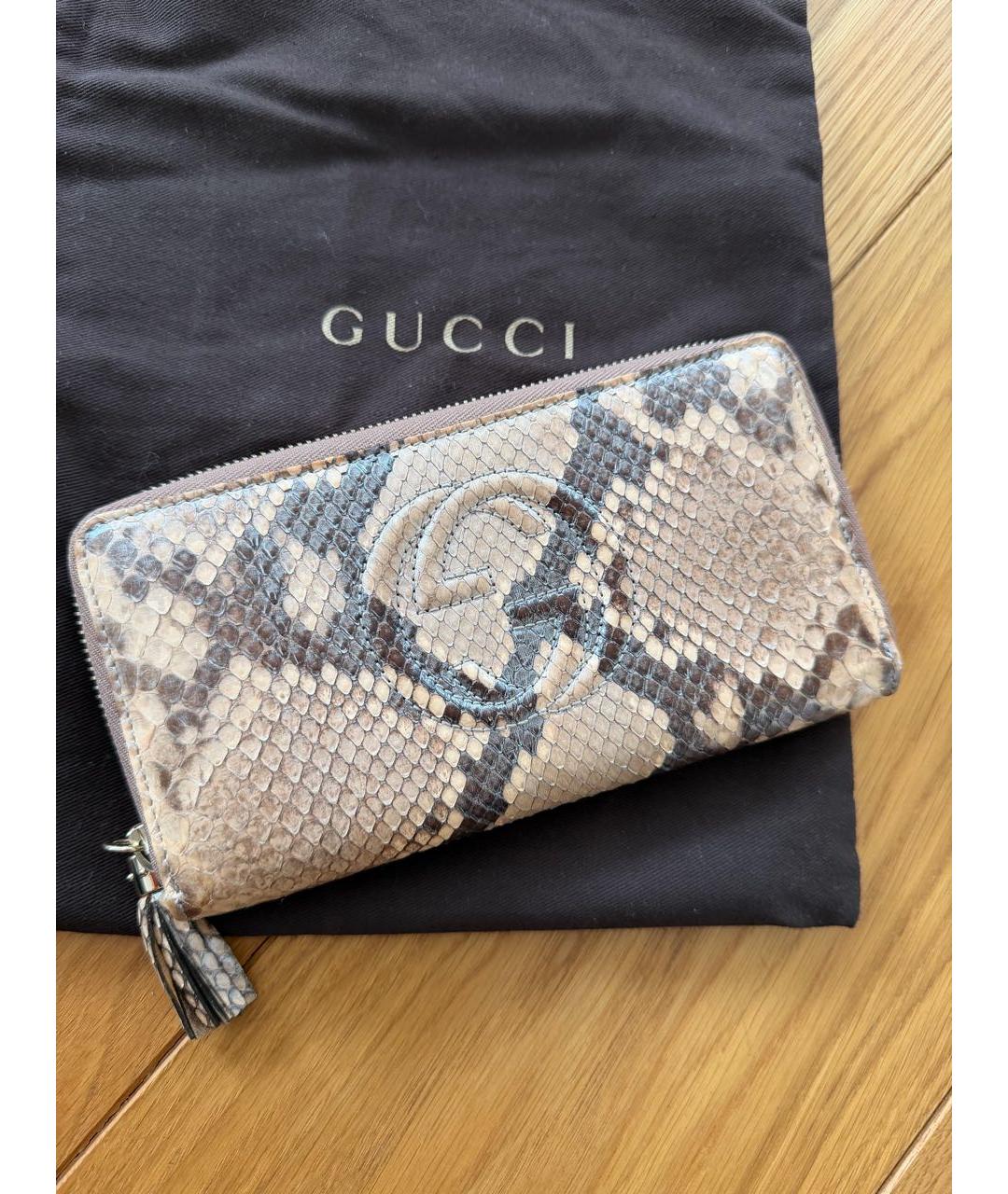GUCCI Бежевый кошелек из экзотической кожи, фото 9