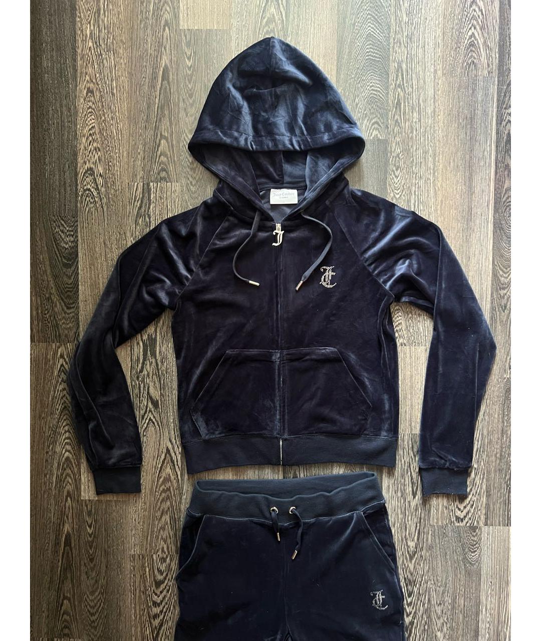 JUICY COUTURE Темно-синий велюровый костюм с брюками, фото 3