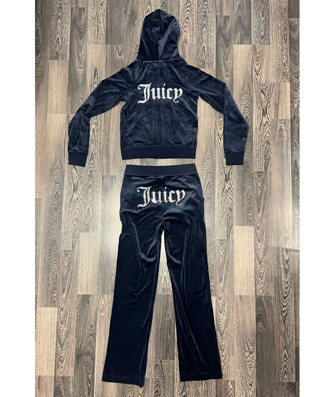 JUICY COUTURE Темно-синий велюровый костюм с брюками, фото 2