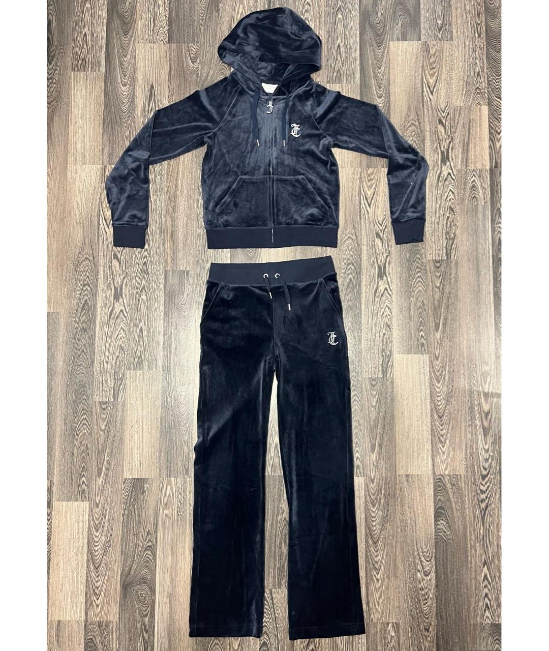 JUICY COUTURE Темно-синий велюровый костюм с брюками, фото 9