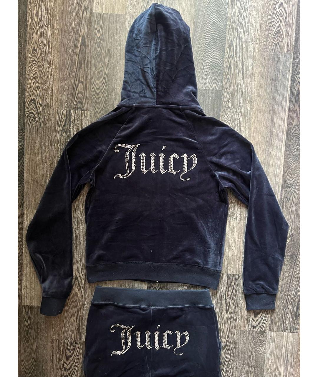 JUICY COUTURE Темно-синий велюровый костюм с брюками, фото 6