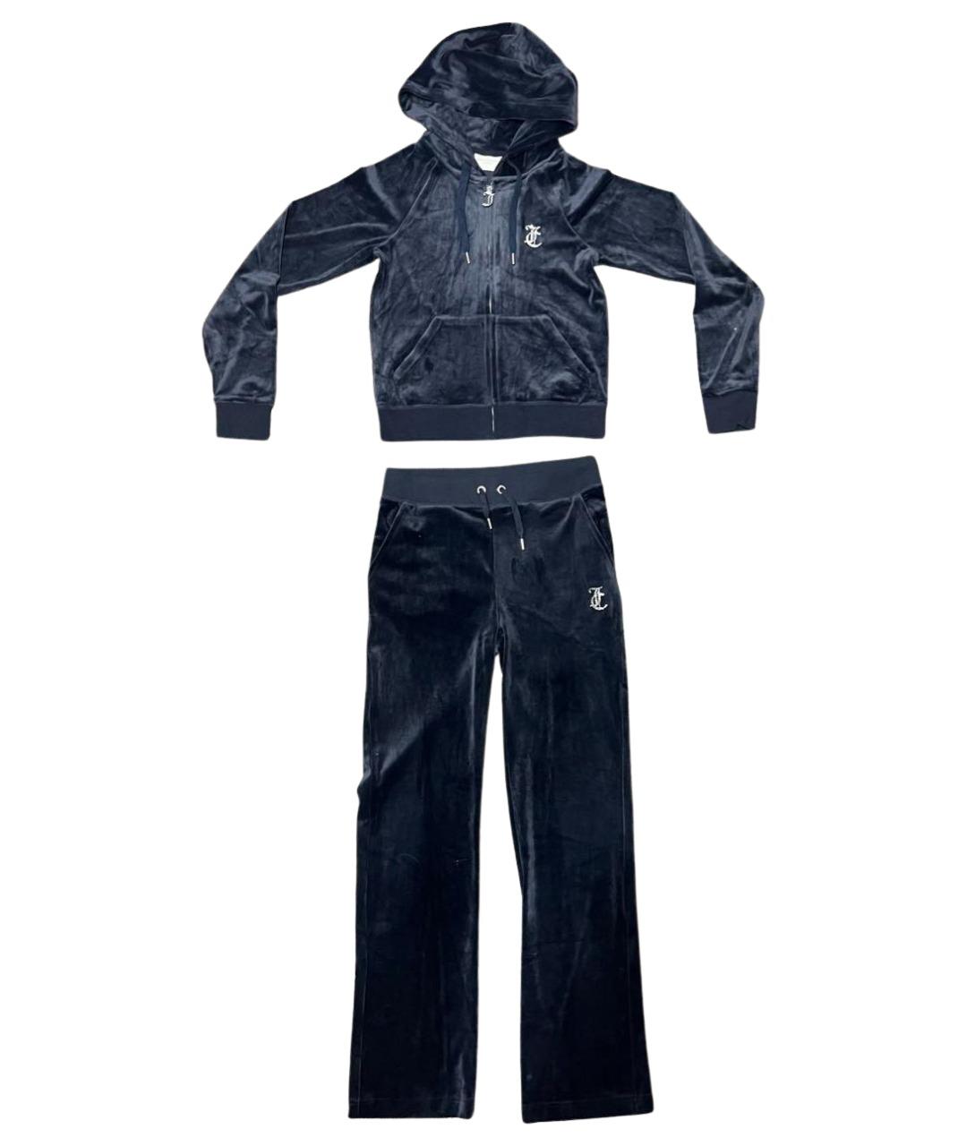 JUICY COUTURE Темно-синий велюровый костюм с брюками, фото 1
