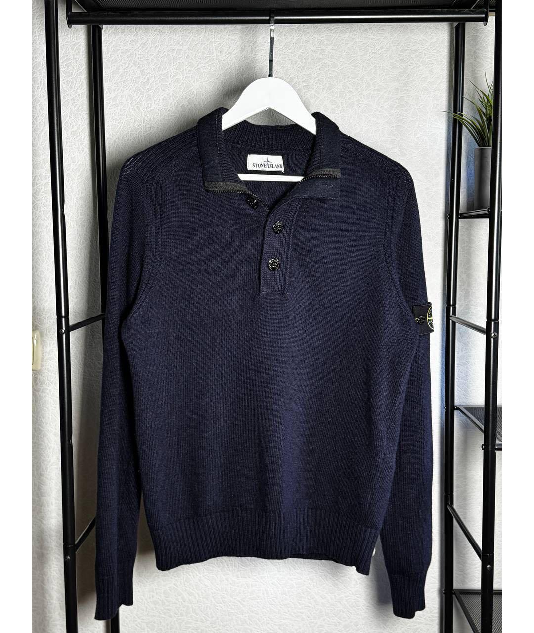 STONE ISLAND Темно-синий шерстяной джемпер / свитер, фото 5