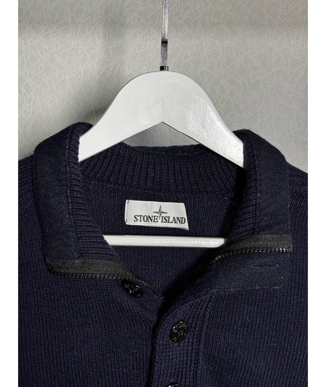 STONE ISLAND Темно-синий шерстяной джемпер / свитер, фото 2