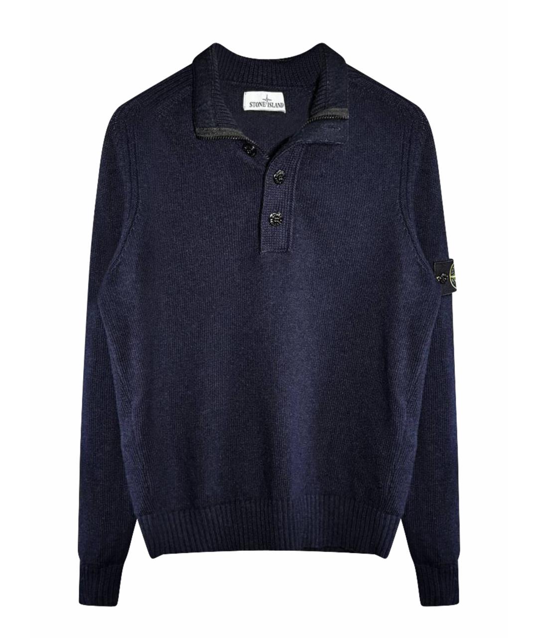 STONE ISLAND Темно-синий шерстяной джемпер / свитер, фото 1