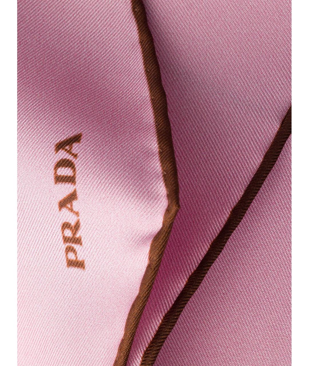 PRADA Розовый шелковый шарф, фото 3