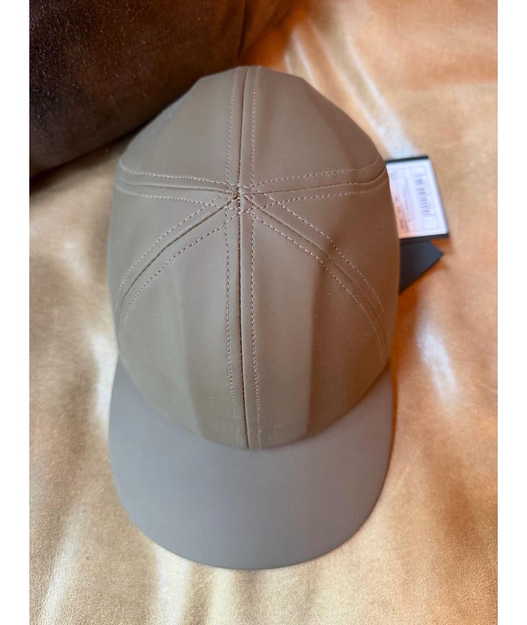 ERMENEGILDO ZEGNA XXX Хаки кожаная кепка/бейсболка, фото 5