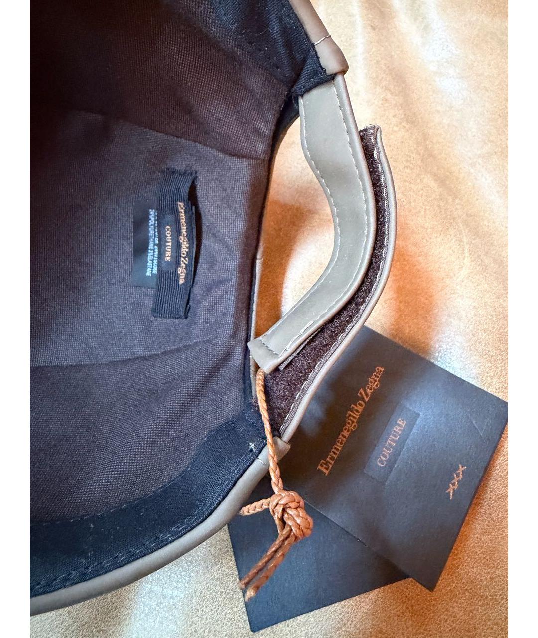 ERMENEGILDO ZEGNA XXX Хаки кожаная кепка/бейсболка, фото 4
