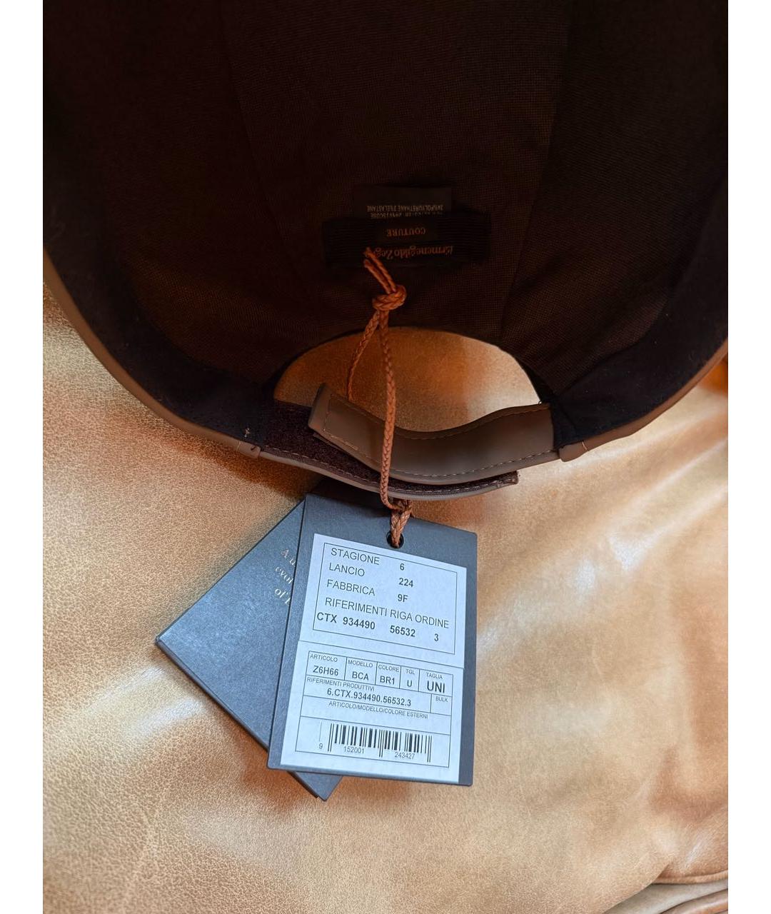 ERMENEGILDO ZEGNA XXX Хаки кожаная кепка/бейсболка, фото 7