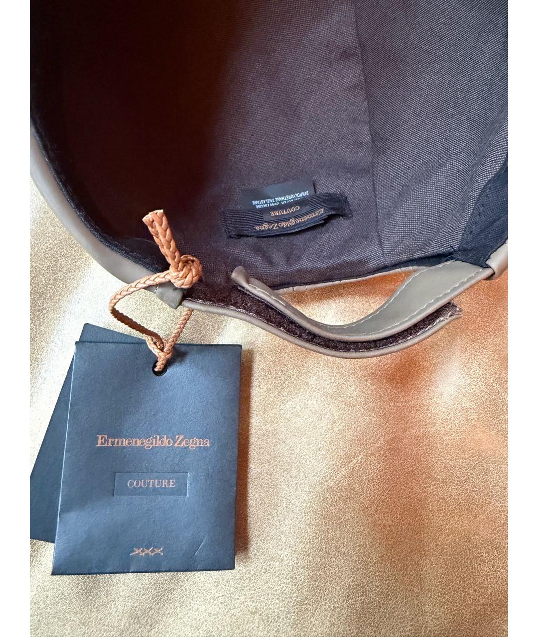 ERMENEGILDO ZEGNA XXX Хаки кожаная кепка/бейсболка, фото 6