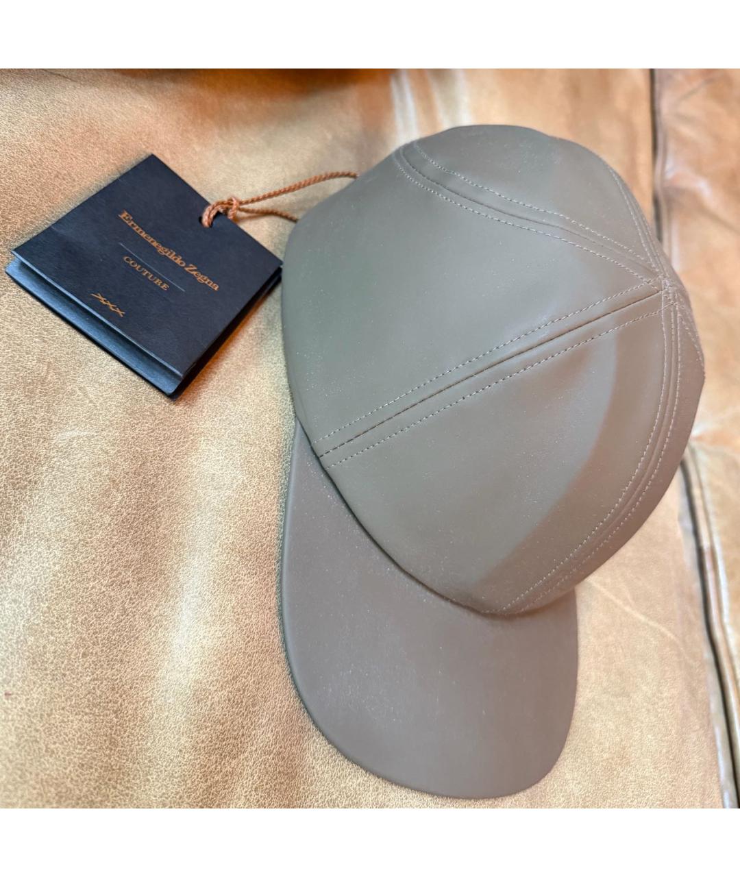 ERMENEGILDO ZEGNA XXX Хаки кожаная кепка/бейсболка, фото 8