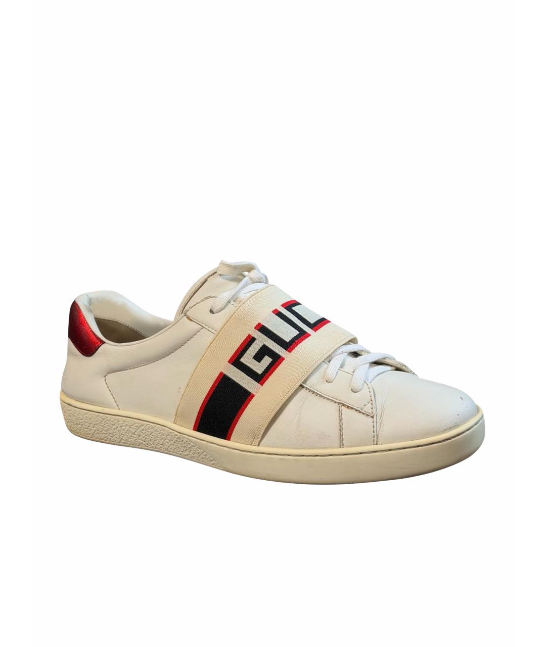 GUCCI Белые кожаные низкие кроссовки / кеды, фото 8