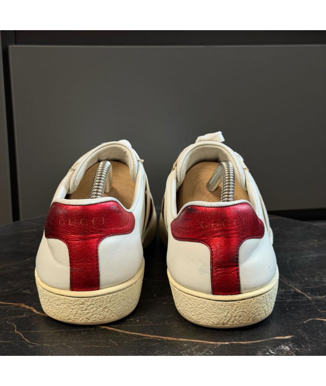 GUCCI Белые кожаные низкие кроссовки / кеды, фото 3