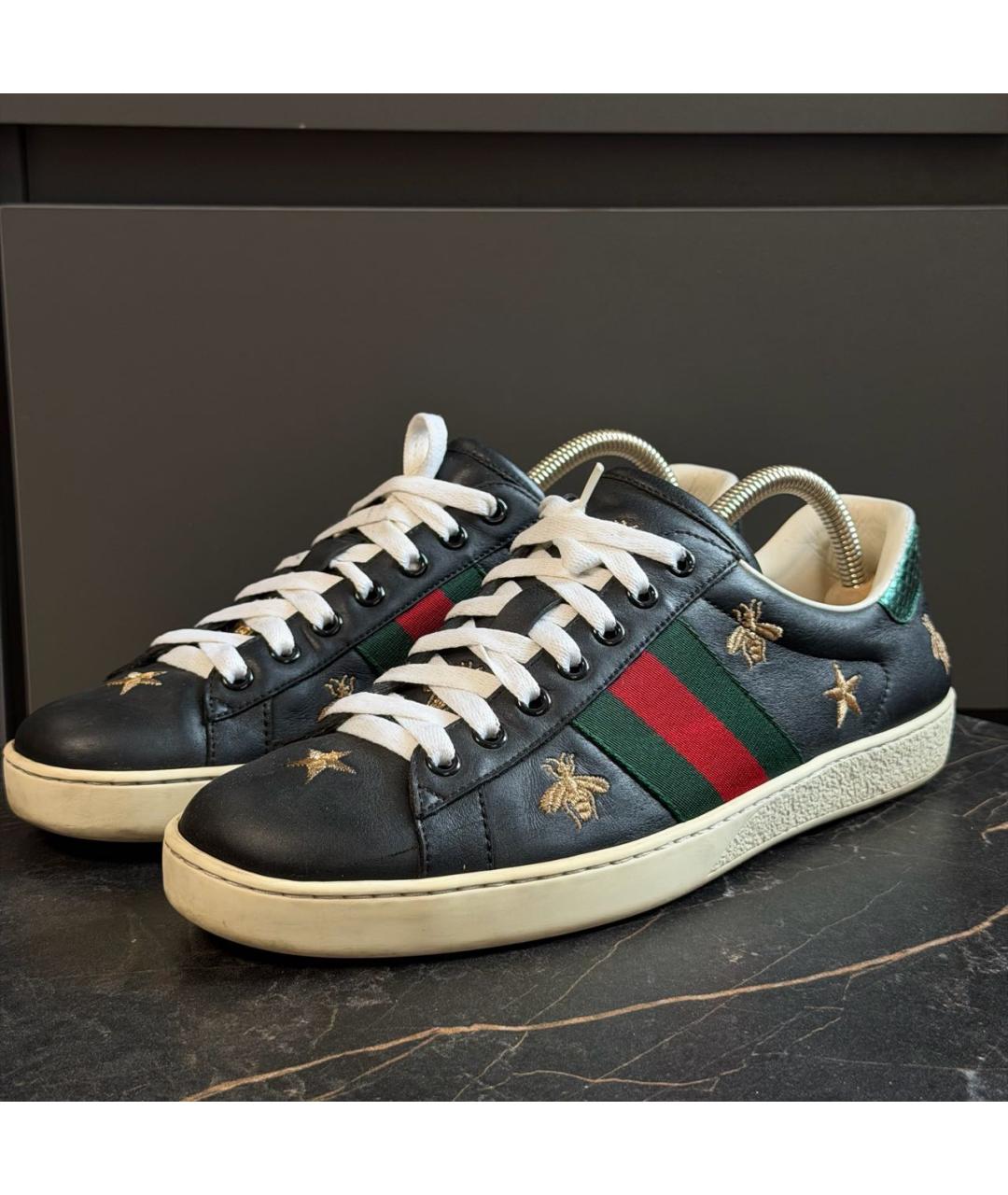GUCCI Черные кожаные низкие кроссовки / кеды, фото 2