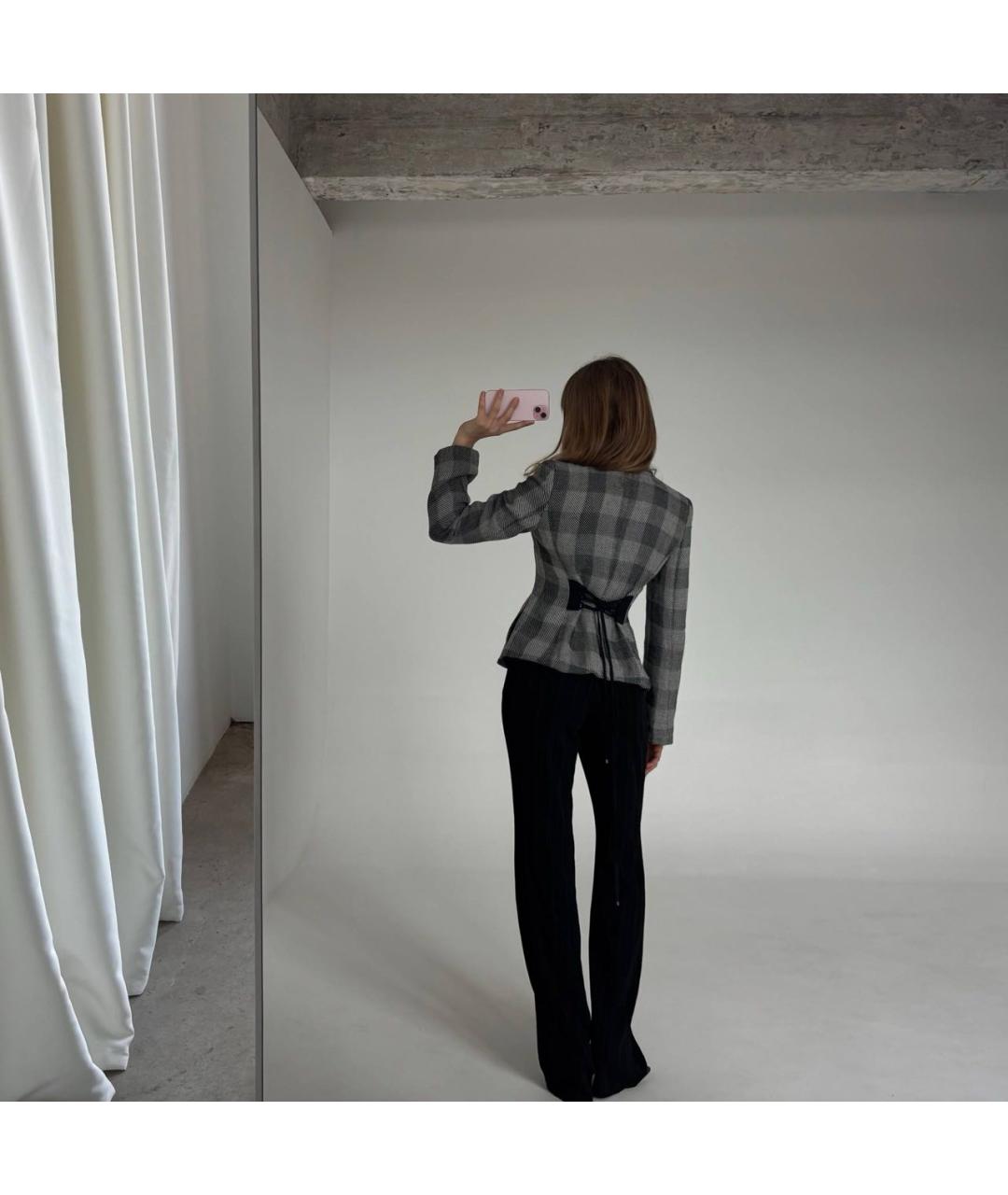 ARMANI COLLEZIONI Антрацитовый шерстяной жакет/пиджак, фото 2