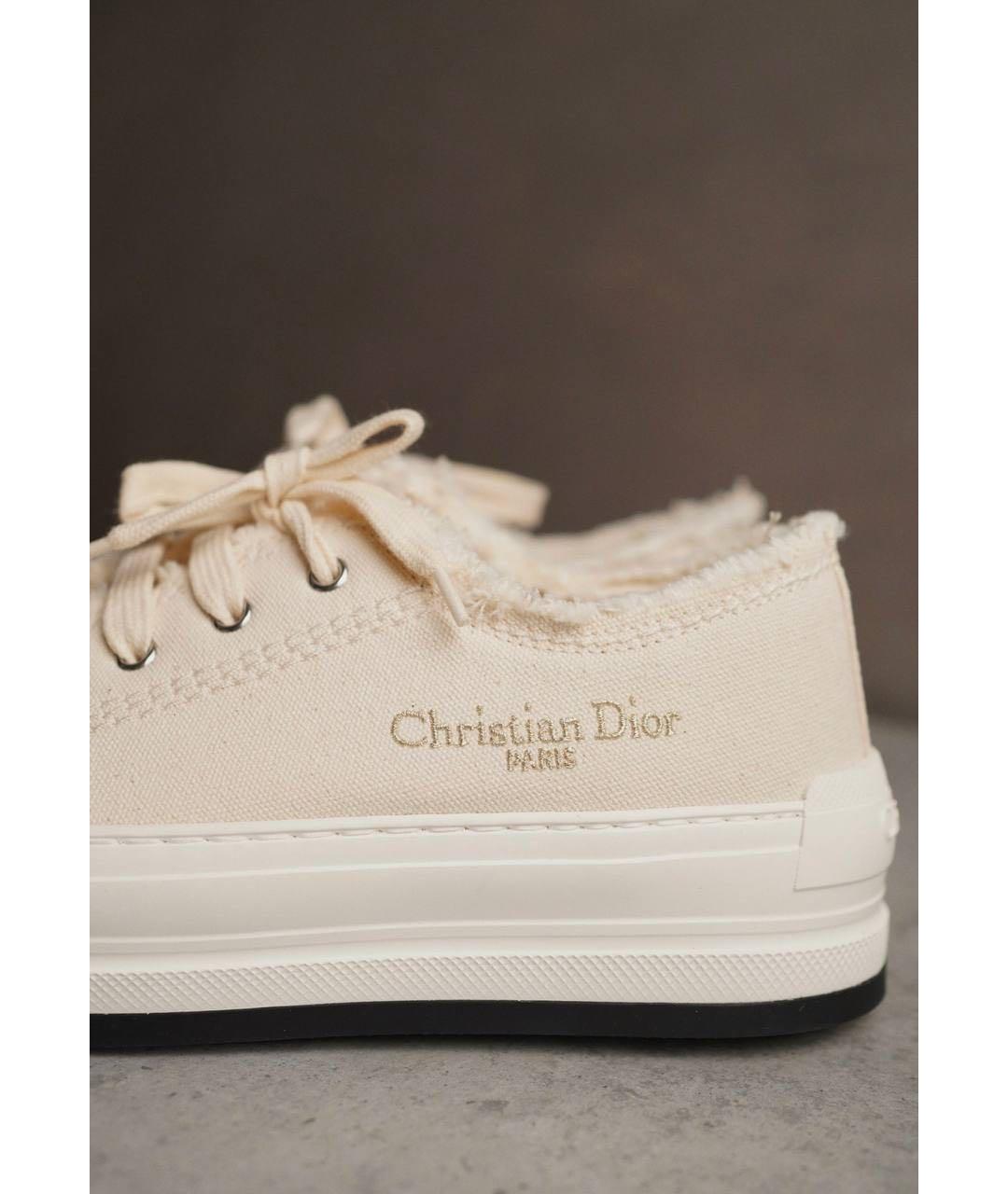 CHRISTIAN DIOR Бежевые текстильные кеды, фото 7