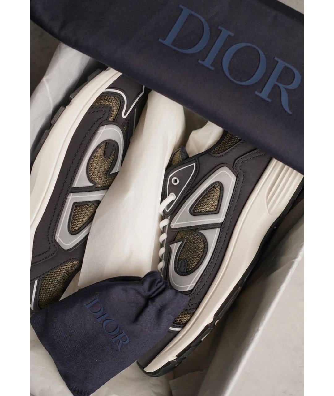 CHRISTIAN DIOR Серые текстильные низкие кроссовки / кеды, фото 3