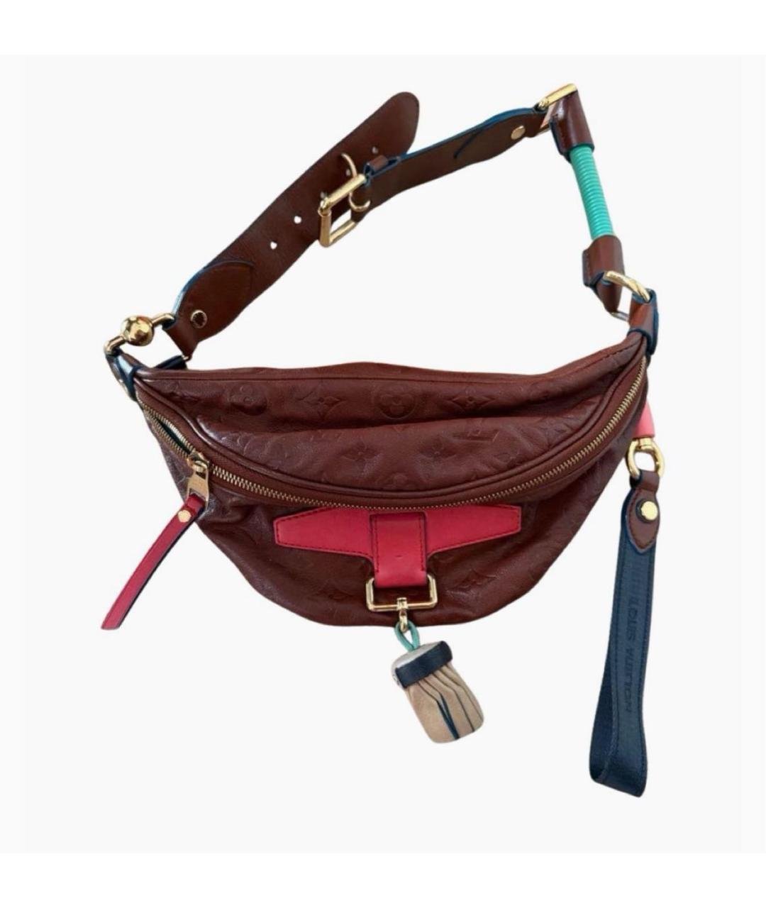 LOUIS VUITTON Коричневая кожаная поясная сумка, фото 8