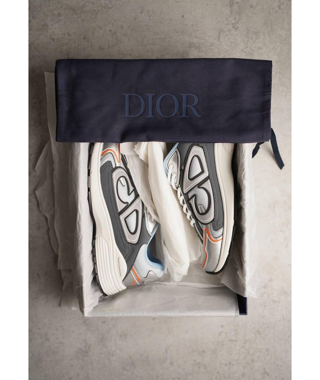 CHRISTIAN DIOR Серые текстильные низкие кроссовки / кеды, фото 3