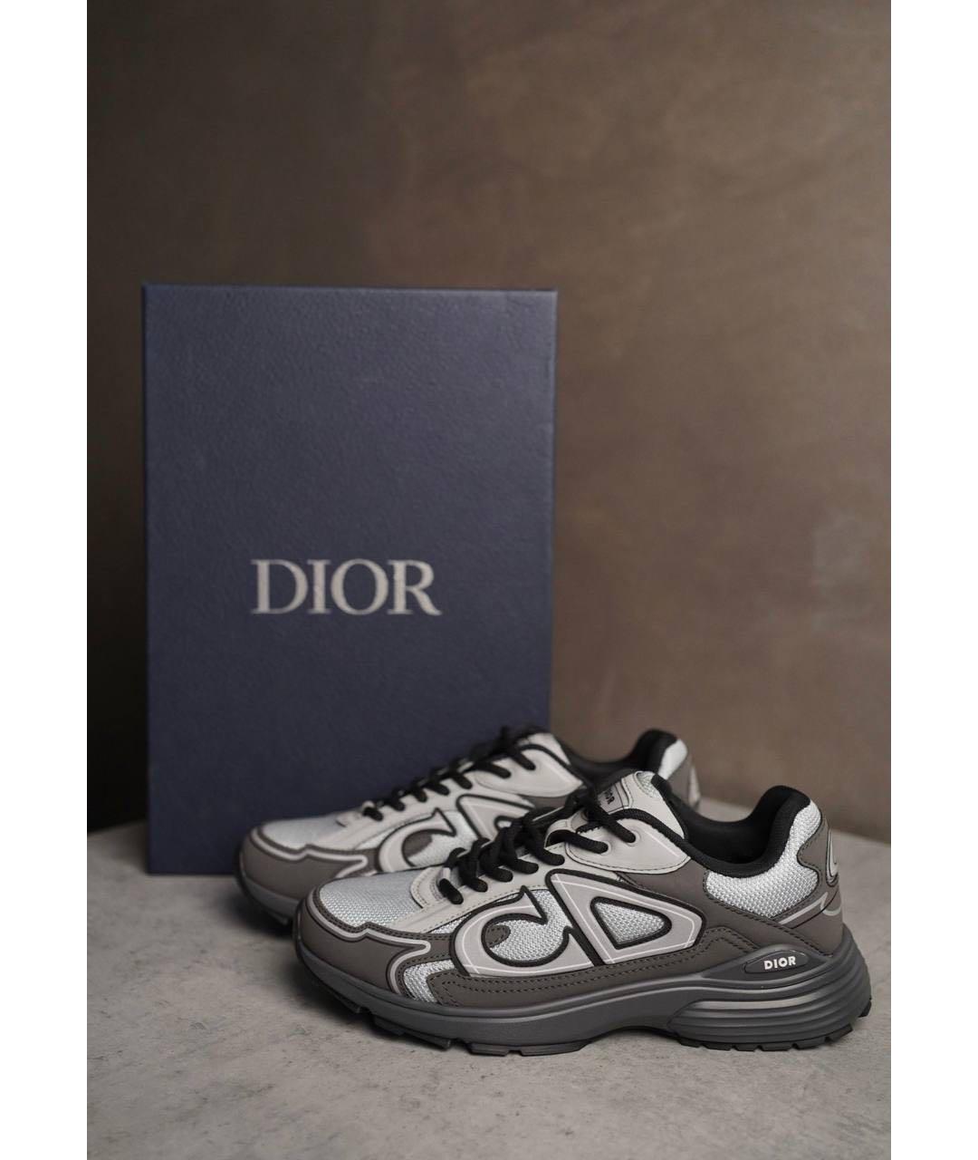 CHRISTIAN DIOR Антрацитовые текстильные низкие кроссовки / кеды, фото 8